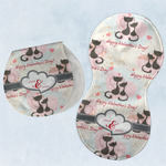 Cats in Love Burp Pads - Velour - Set of 2 w/ Couple's Names