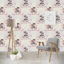 Cats in Love Wallpaper & Surface Covering (Water Activated - Removable)