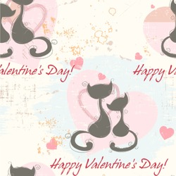 Cats in Love Wallpaper & Surface Covering (Water Activated 24"x 24" Sample)