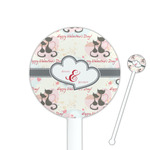 Cats in Love 5.5" Round Plastic Stir Sticks - White - Single Sided (Personalized)