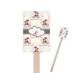 Cats in Love 6.25" Rectangle Wooden Stir Sticks - Double Sided (Personalized)