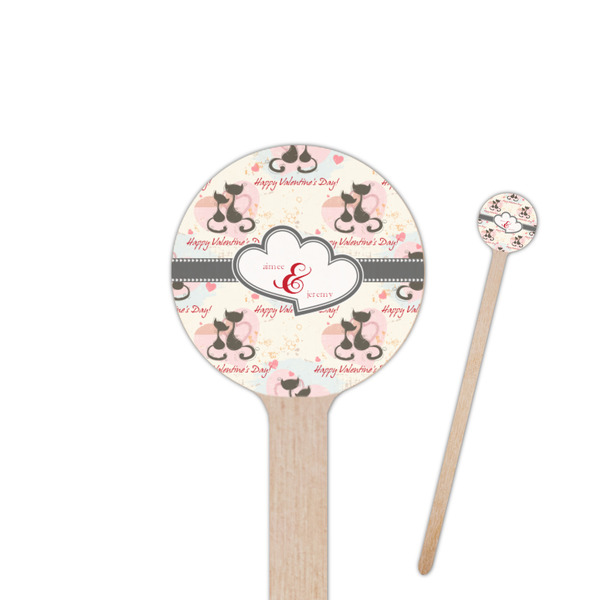 Custom Cats in Love 7.5" Round Wooden Stir Sticks - Double Sided (Personalized)