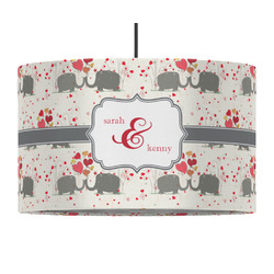 Elephants in Love 12" Drum Pendant Lamp - Fabric (Personalized)