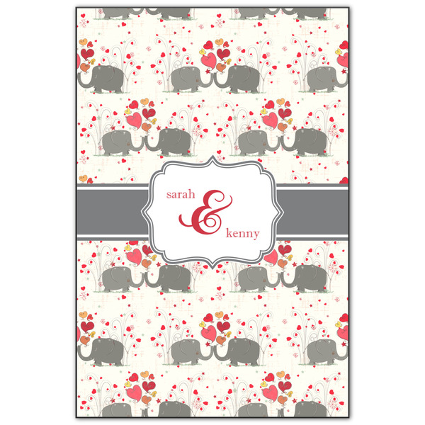 Custom Elephants in Love Wood Print - 20x30 (Personalized)