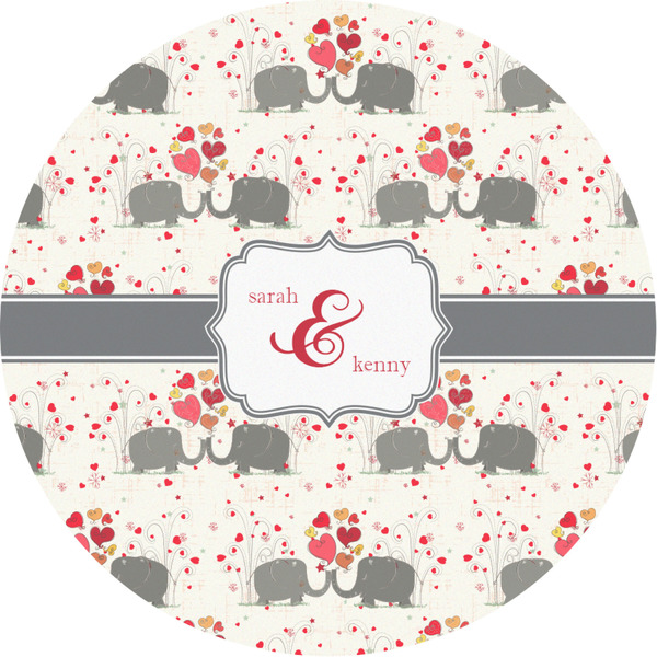 Custom Elephants in Love Multipurpose Round Labels - Custom Sized (Personalized)