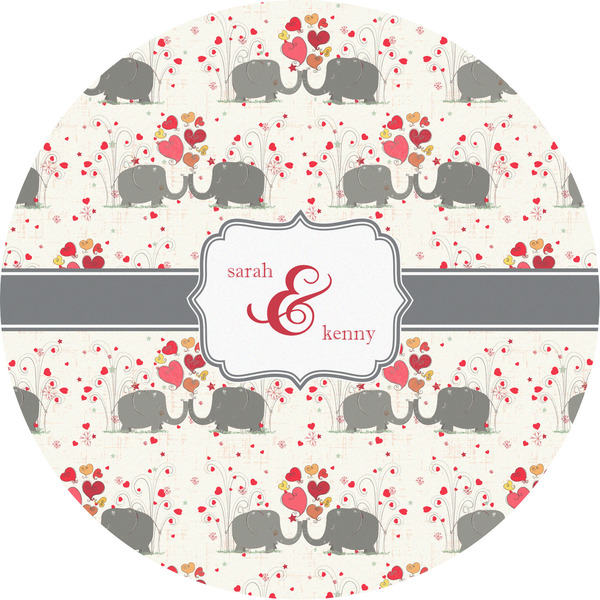 Custom Elephants in Love Multipurpose Round Labels - 5" (Personalized)