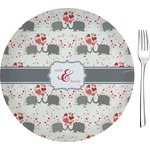 Elephants in Love Glass Appetizer / Dessert Plate 8" (Personalized)