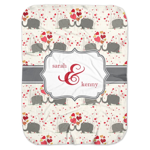 Custom Elephants in Love Baby Swaddling Blanket (Personalized)