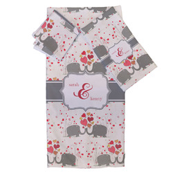 Elephants in Love Bath Towel Set - 3 Pcs (Personalized)