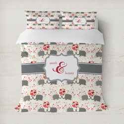 Elephants in Love Duvet Cover Set - Full / Queen (Personalized)