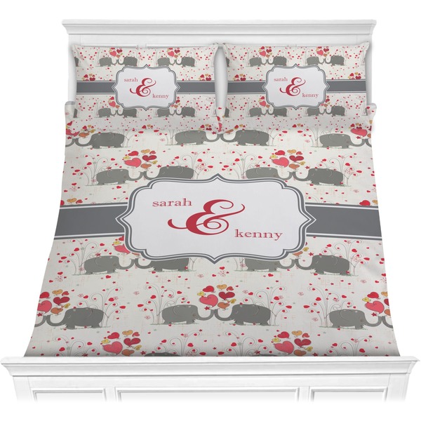 Custom Elephants in Love Comforter Set - Full / Queen (Personalized)