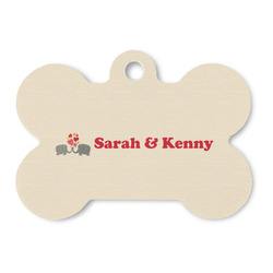 Elephants in Love Bone Shaped Dog ID Tag - Large (Personalized)