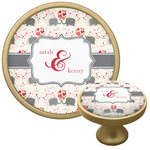 Elephants in Love Cabinet Knob - Gold (Personalized)