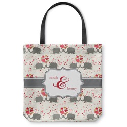 Elephants in Love Canvas Tote Bag - Medium - 16"x16" (Personalized)