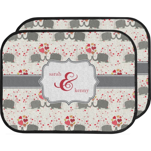 Custom Elephants in Love Car Floor Mats (Back Seat) (Personalized)