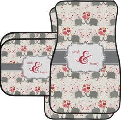 Elephants in Love Car Floor Mats Set - 2 Front & 2 Back (Personalized)