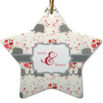 Elephants in Love Star Ceramic Ornament w/ Couple's Names