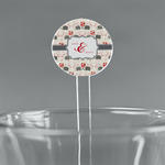 Elephants in Love 7" Round Plastic Stir Sticks - Clear (Personalized)