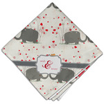 Elephants in Love Cloth Dinner Napkin - Single w/ Couple's Names