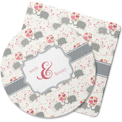 Elephants in Love Rubber Backed Coaster (Personalized)