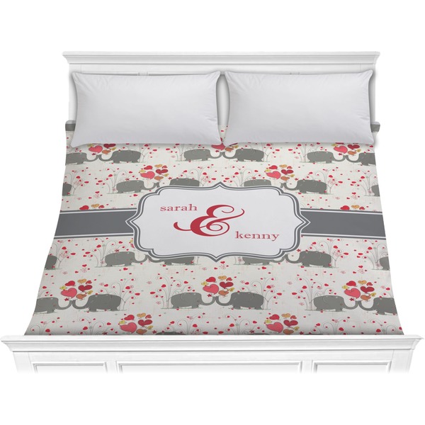 Custom Elephants in Love Comforter - King (Personalized)