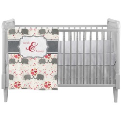 Elephants in Love Crib Comforter / Quilt (Personalized)