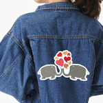 Elephants in Love Twill Iron On Patch - Custom Shape - 3XL - Set of 4