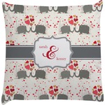 Elephants in Love Decorative Pillow Case (Personalized)