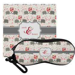 Elephants in Love Eyeglass Case & Cloth (Personalized)