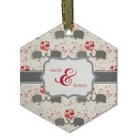 Elephants in Love Flat Glass Ornament - Hexagon w/ Couple's Names