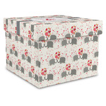 Elephants in Love Gift Box with Lid - Canvas Wrapped - XX-Large (Personalized)