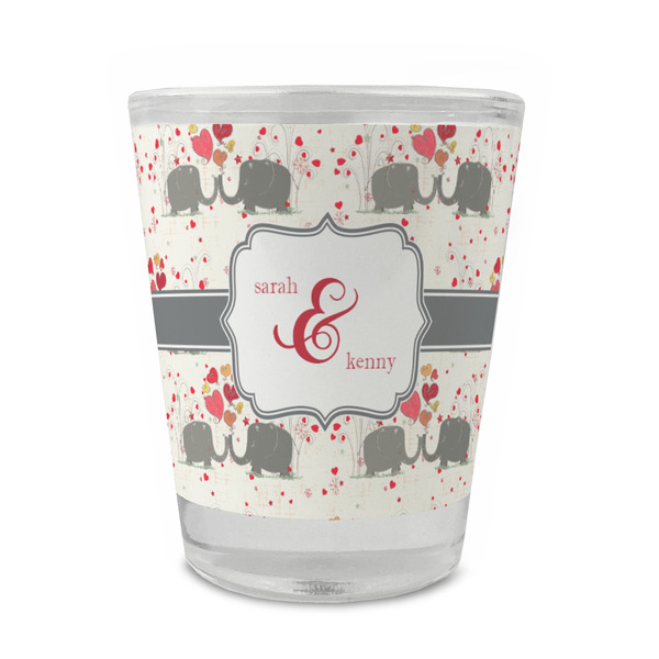 Custom Elephants in Love Glass Shot Glass - 1.5 oz - Single (Personalized)