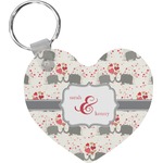 Elephants in Love Heart Plastic Keychain w/ Couple's Names