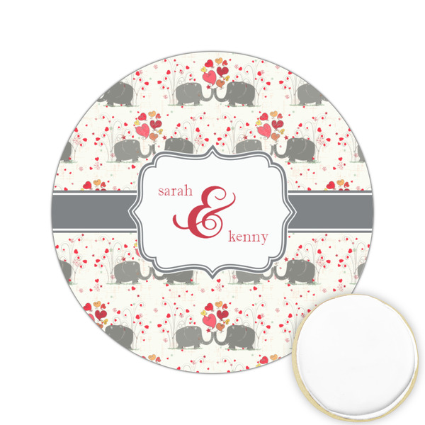 Custom Elephants in Love Printed Cookie Topper - 2.15" (Personalized)