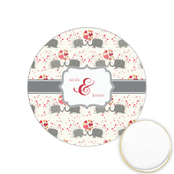 Custom Elephants in Love Printed Cookie Topper - 1.25" (Personalized)