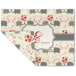 Elephants in Love Double-Sided Linen Placemat - Single w/ Couple's Names