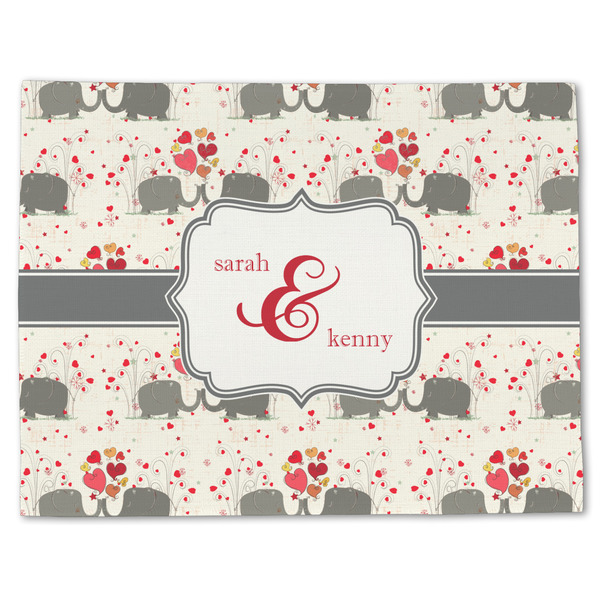 Custom Elephants in Love Single-Sided Linen Placemat - Single w/ Couple's Names