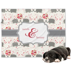 Elephants in Love Dog Blanket - Large (Personalized)
