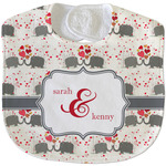 Elephants in Love Velour Baby Bib w/ Couple's Names