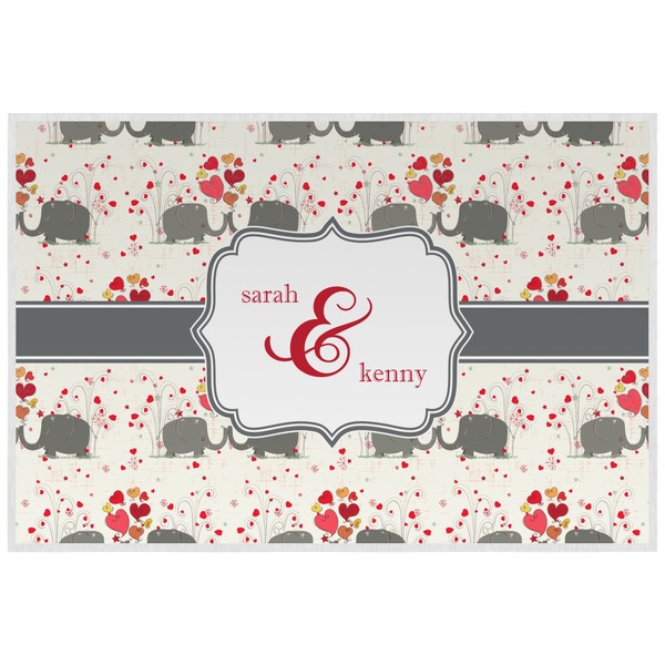 Custom Elephants in Love Laminated Placemat w/ Couple's Names