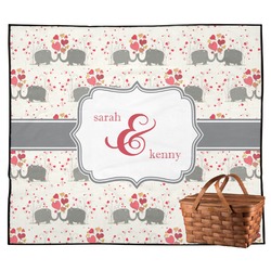 Elephants in Love Outdoor Picnic Blanket (Personalized)