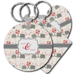 Elephants in Love Plastic Keychain (Personalized)