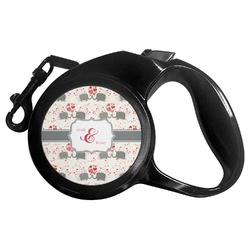 Elephants in Love Retractable Dog Leash - Medium (Personalized)