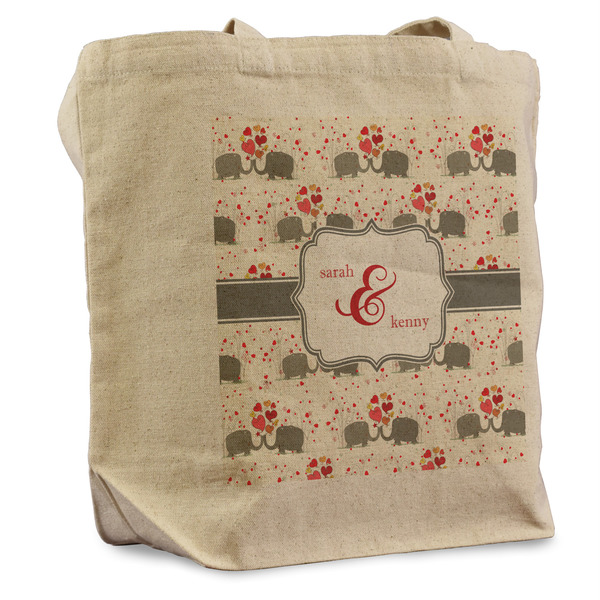 Custom Elephants in Love Reusable Cotton Grocery Bag - Single (Personalized)