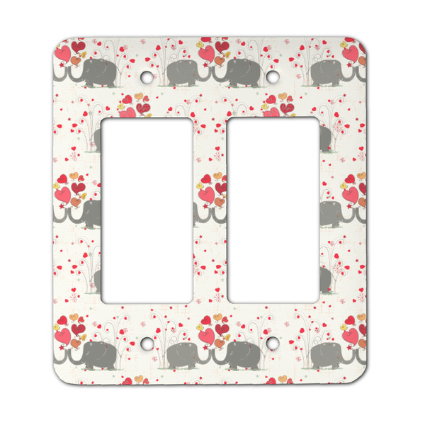 Custom Elephants in Love Rocker Style Light Switch Cover - Two Switch