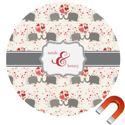 Elephants in Love Round Car Magnet - 10" (Personalized)