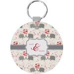 Elephants in Love Round Plastic Keychain (Personalized)