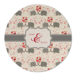 Elephants in Love Round Linen Placemat - Single Sided (Personalized)