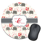 Elephants in Love Round Mouse Pad (Personalized)