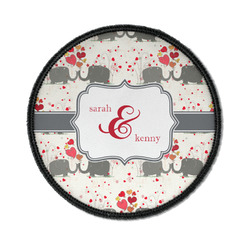 Elephants in Love Iron On Round Patch w/ Couple's Names